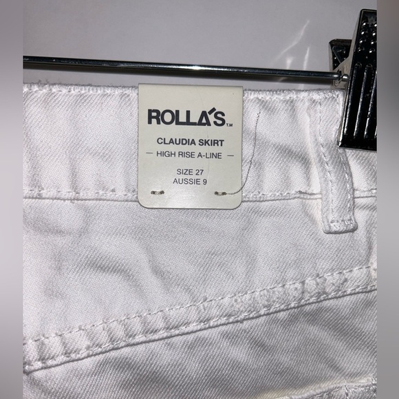 Rolla’s Claudia Skirt - White Denim - Distressed with Frayed Hem - NWT - Size 27 - Picture 7 of 13